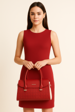 Kırmızı Deri El ve Omuz Çantası