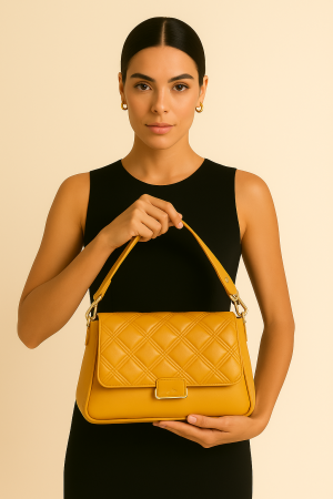 Paris Club Mustard Quilted Çanta