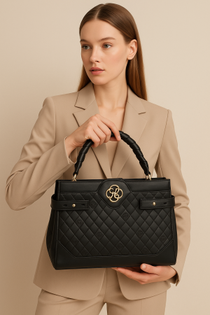 LAROSSA Siyah Desenli El ve Omuz Çantası