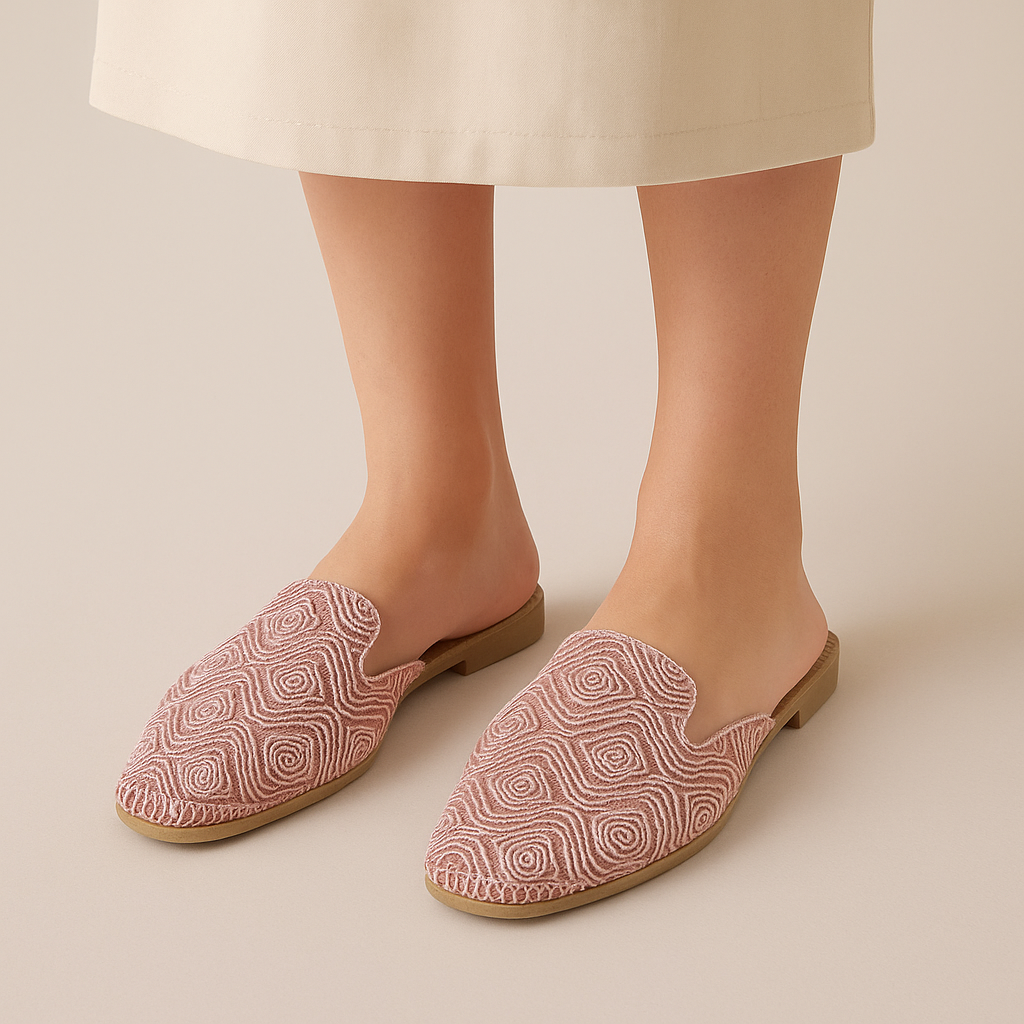 Asya Line Pembe Örgü Desenli Kadın Terlik - Görsel 2