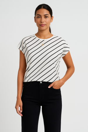 Parisian Stripes Basic Tişört