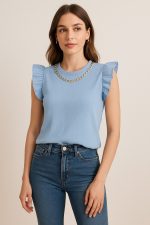 Sky Charm Fırfırlı Bluz