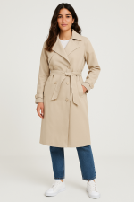 Elegance Bej Kuşaklı Trençkot