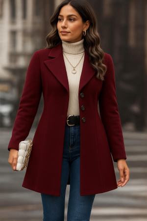 Bordeaux Grace Kaşe Kaban