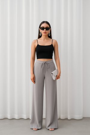 Gri Aura Palazzo Pantolon