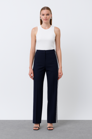 Navy Line Yandan Şeritli Palazzo Pantolon